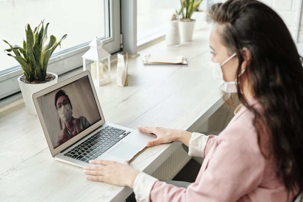 women covid on video conference. business during covid19